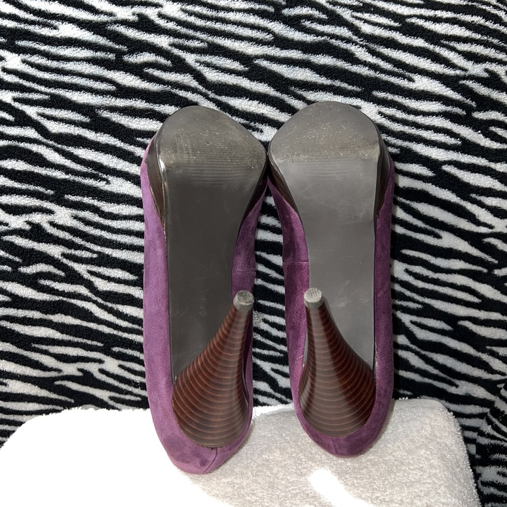 Style & Co Purple Peep Toe Leather Platform Heels Size 8 - Picture 7 of 13